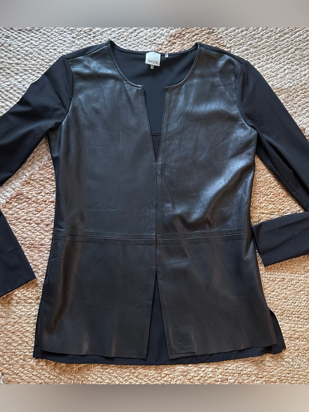 ECRU womens XS Lamb Leather Top fully Lined BLACK Buttery Soft Chic Minimalist